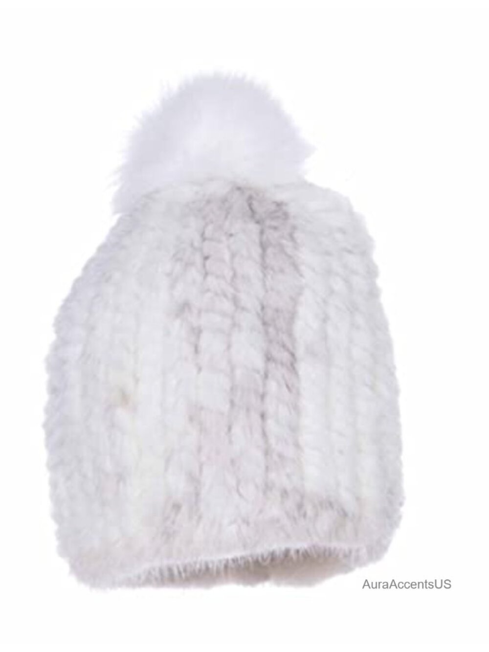 Women's Real Mink Fur Beanie with Fur Pom, Soft Warm Knitted Ski Earmuff Cap